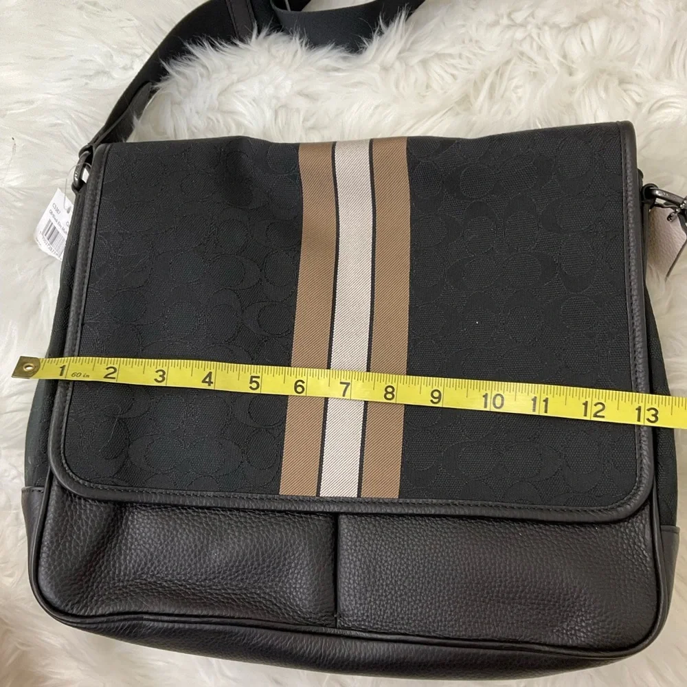 NEW Coach Men's Thompson Map Bag In Signature Jacquard With Varsity Stripe Bag